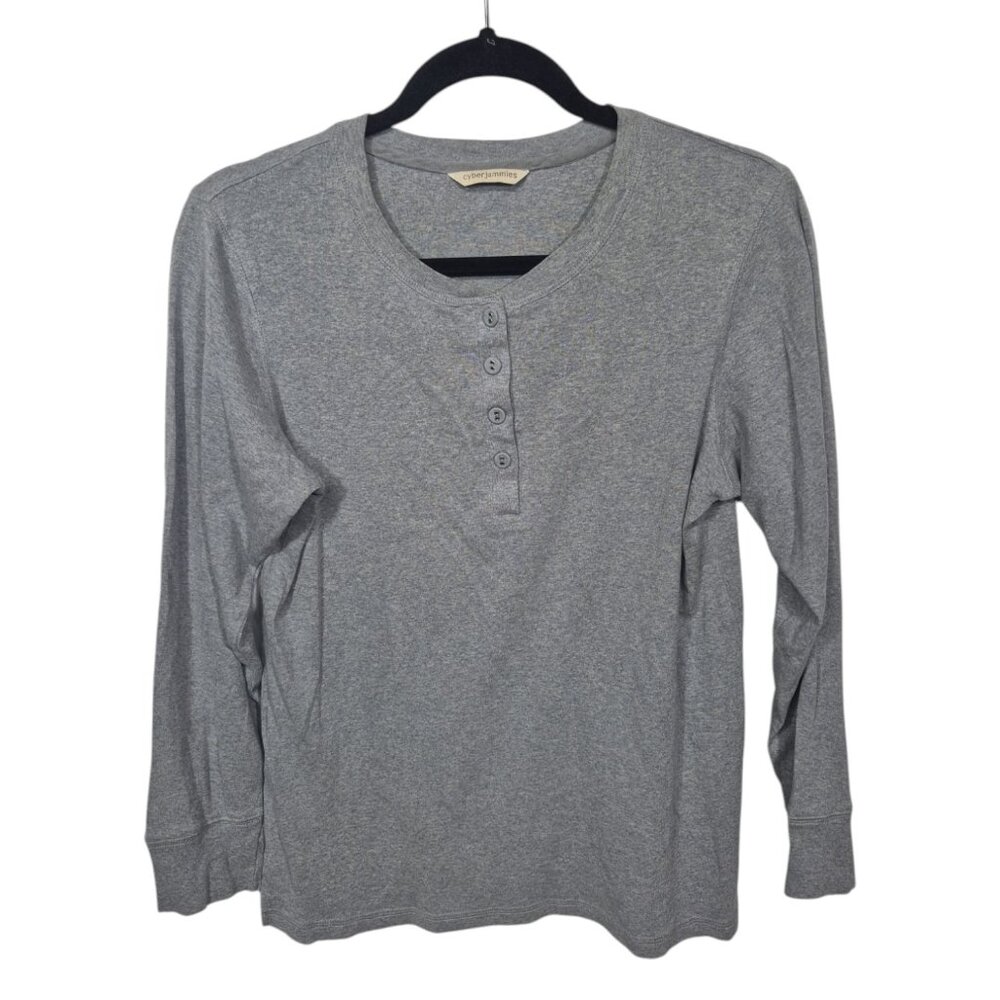Cyberjammies Womens Pajama Top Size 10 100% Cotton Henley Long Sleeve Loungewear